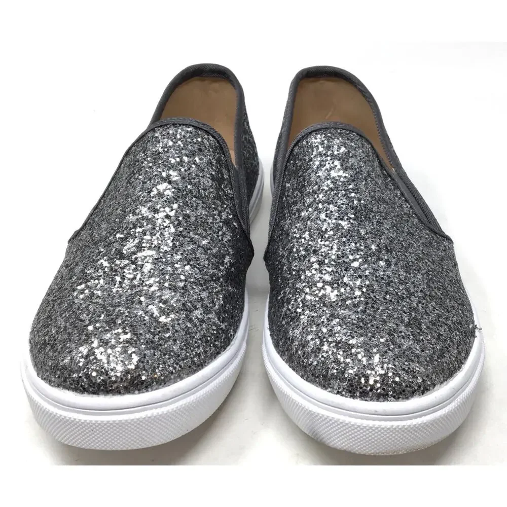 Fever Sole Women 's Size 7.5 Silver Metal Casual Slip-On Flats Sneaker (6169858)
